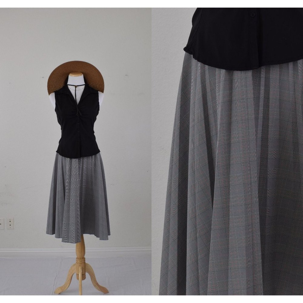 Vintage Glen Check‎ Pleated Skirt | 26 waist